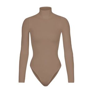 SKIMS Essential Mock Neck Long Sleeve Bodysuit in Desert